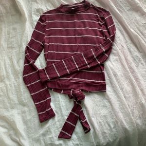 burgundy striped long sleeve